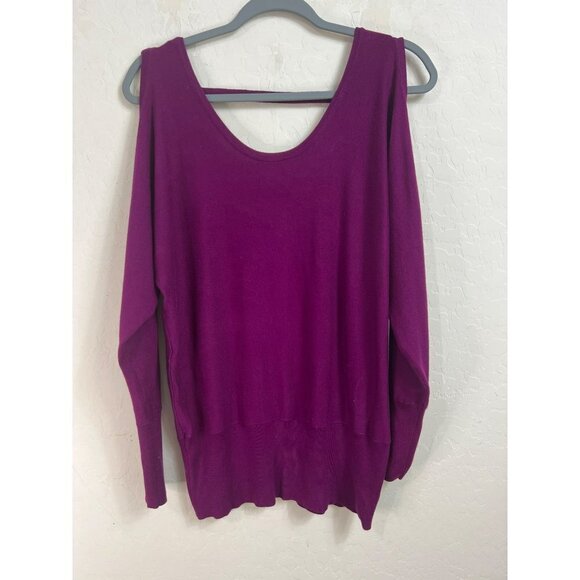Thalia & Sodi M Jewelry Embellished Back Cold Shoulder Sweater Purple with 5 Gol - Picture 2 of 7